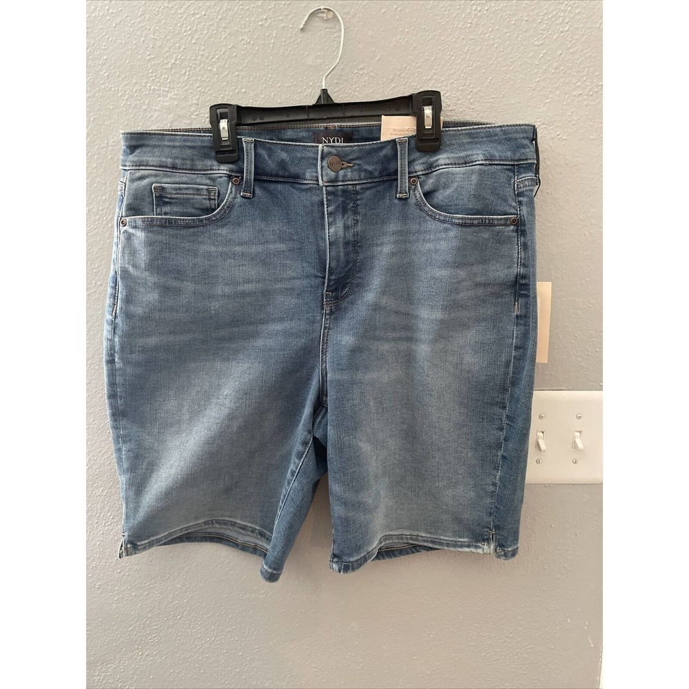 NYDJ Womens Maele Ella Shorts With Side Seam Slits Blue Size 16